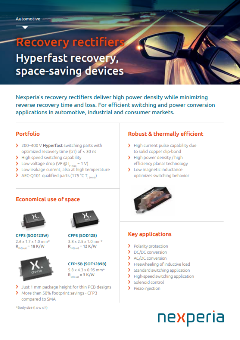 Recovery rectifiers: Hyperfast recovery, space-saving devices