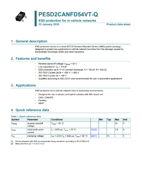 PESD2CANFD54VT-Q datasheet