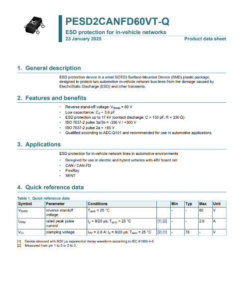 PESD2CANFD60VT-Q datasheet