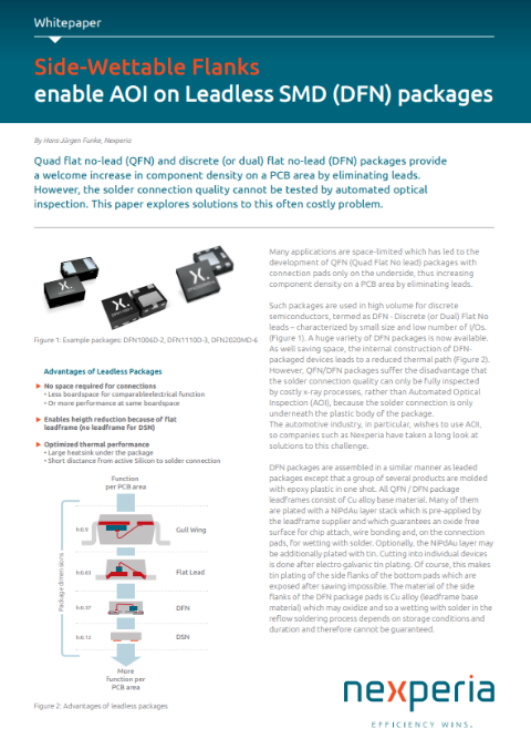 Side-Wettable Flanks enable AOI on Leadless SMD (DFN) packages 