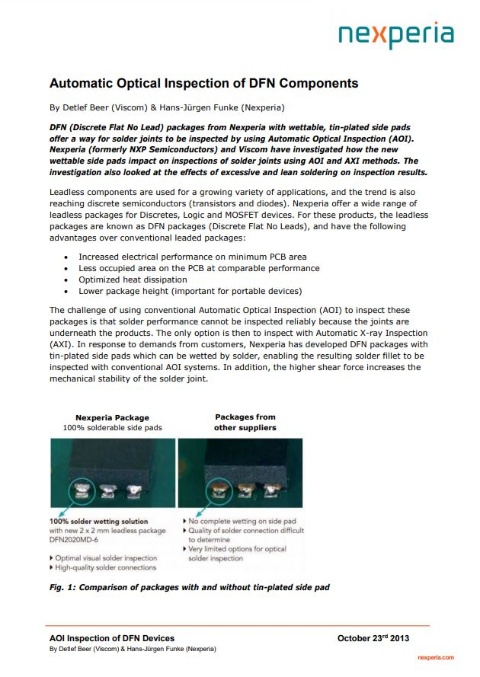 Automatic Optical Inspection of DFN components