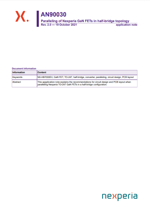 Paralleling of Nexperia GaN FETs in half-bridge topology