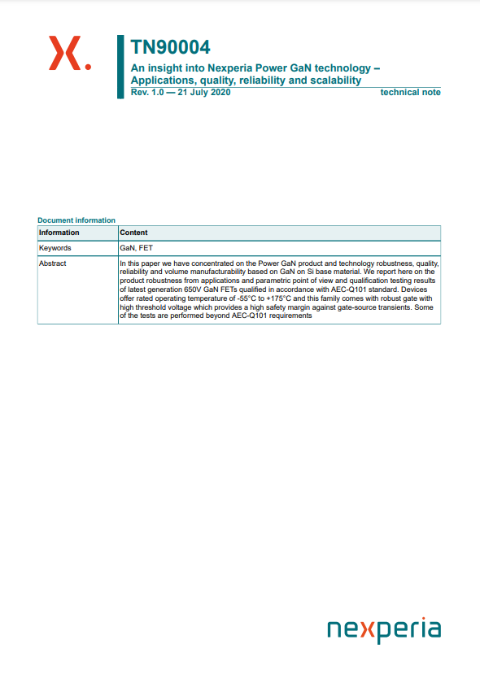 An insight into Nexperia Power GaN technology – Applications, quality, reliability and scalability