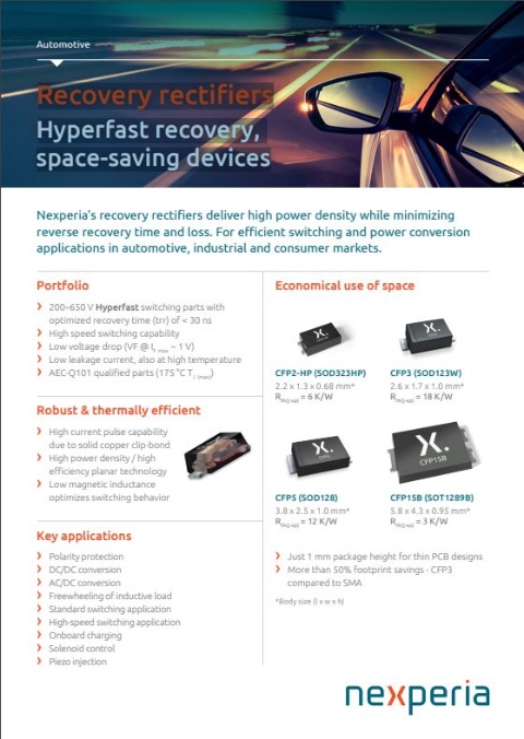 Recovery rectifiers Hyperfast recovery, space-saving devices 