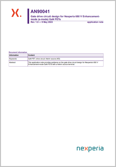 Gate drive circuit design for Nexperia 650 V e-mode GaN FETs