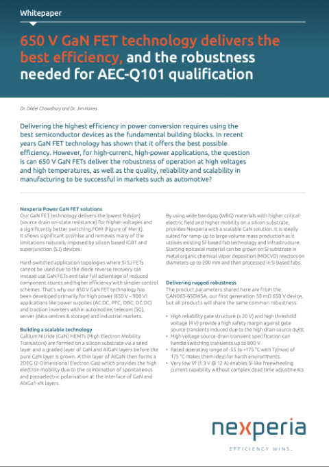 GaN FET technology and the robustness needed for AEC-Q101 qualification