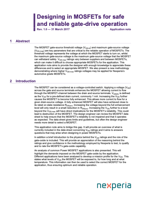 Designing in MOSFETs for safe and reliable gate-drive operation