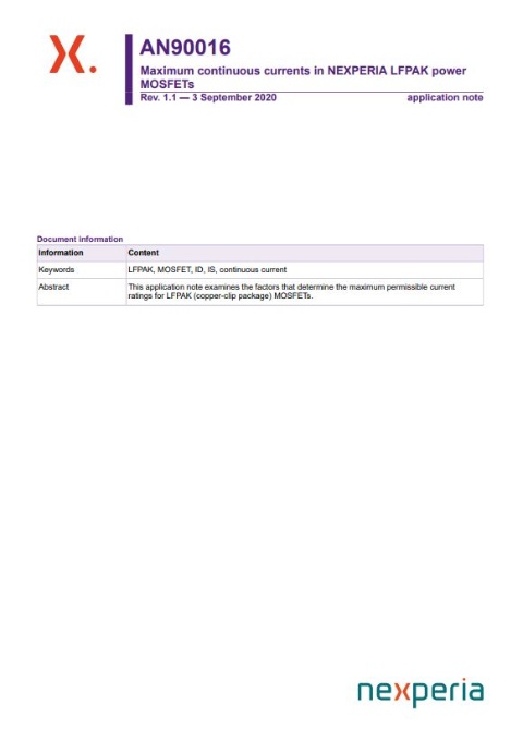 Maximum continuous current in Nexperia LFPAK power MOSFETs